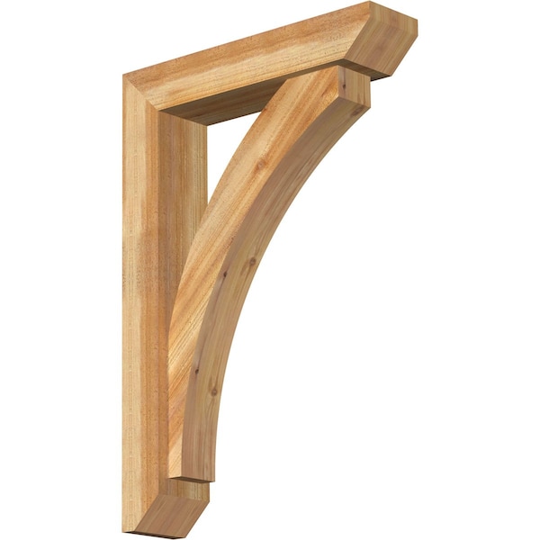 Ekena Millwork Thorton Slat Rough Sawn Bracket w/ Offset Brace, Western Red Cedar, 6"W x 26"D x 38"H BKT0604X26X38THR06RWR - main